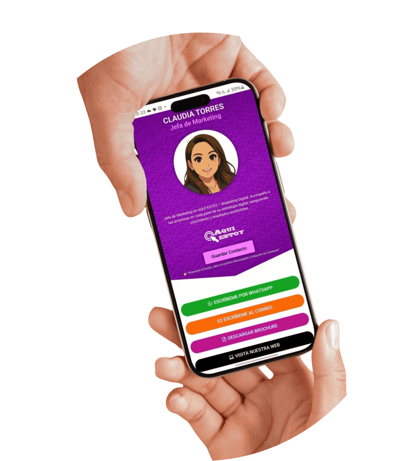 aqui estoy, tarjeta de presentancion virtual, tarjeta de negocios virtual, tarjeta de presentacion digital, tarjeta de negocios digital